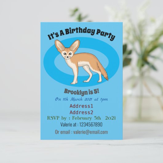 Fennec fox cartoon afbeelding kaart (Staand voorkant)