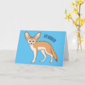 Fennec fox cartoon afbeelding kaart (Gele Bloem)