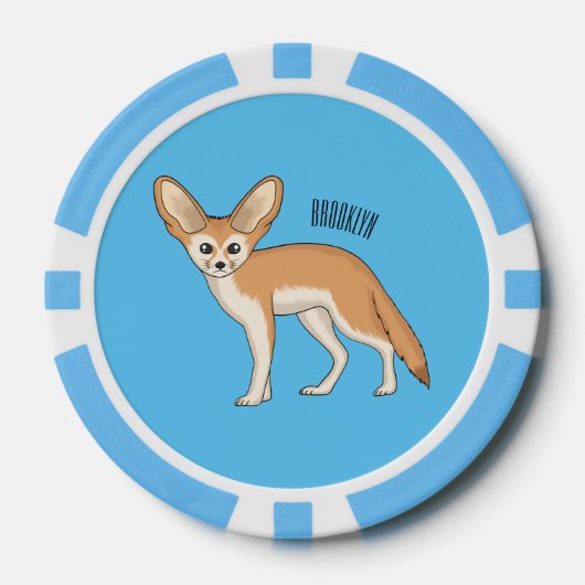 Fennec fox cartoon afbeelding poker chips (Voorkant)