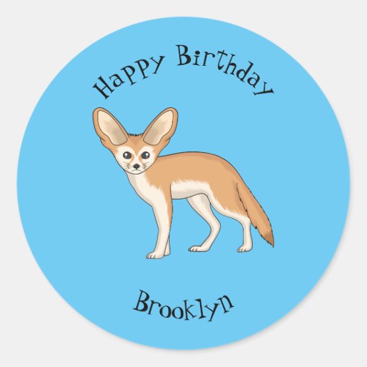 Fennec fox cartoon afbeelding ronde sticker (Voorkant)