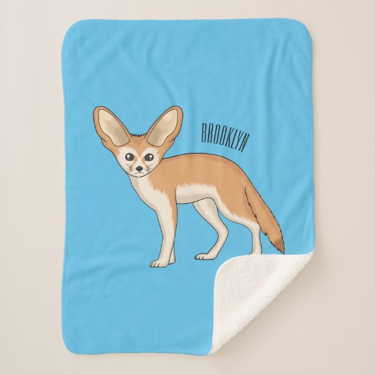 Fennec fox cartoon afbeelding sherpa deken (Voorkant)
