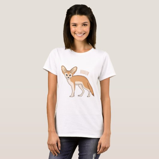 Fennec fox cartoon afbeelding t-shirt (Voorkant volledig)