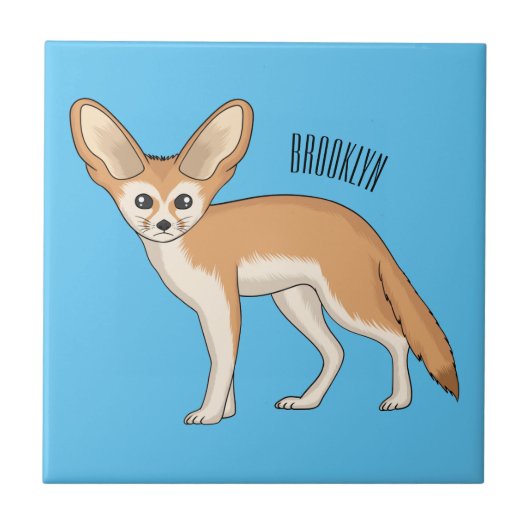 Fennec fox cartoon afbeelding tegeltje (Voorkant)