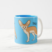 Fennec fox cartoon afbeelding tweekleurige koffiemok (Voorkant rechts)