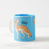 Fennec fox cartoon afbeelding tweekleurige koffiemok (Voorkant links)