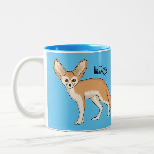 Fennec fox cartoon afbeelding tweekleurige koffiemok (Links)