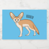 Fennec fox cartoon afbeelding voedselcontainer etiket (Enkel label)