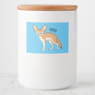 Fennec fox cartoon afbeelding voedselcontainer etiket
