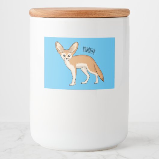Fennec fox cartoon afbeelding voedselcontainer etiket (Voorkant)