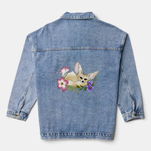 Fennec Fox Flowers Schattige Denim Jacket (Achterkant)