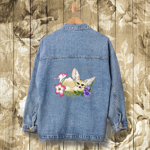 Fennec Fox Flowers Schattige Denim Jacket