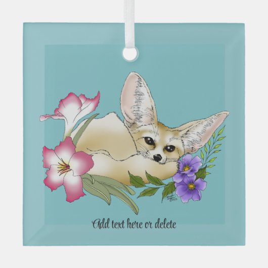 Fennec Fox Flowers Schattige Glas Ornament (Voorkant)
