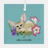 Fennec Fox Flowers Schattige Glas Ornament (Achterkant)