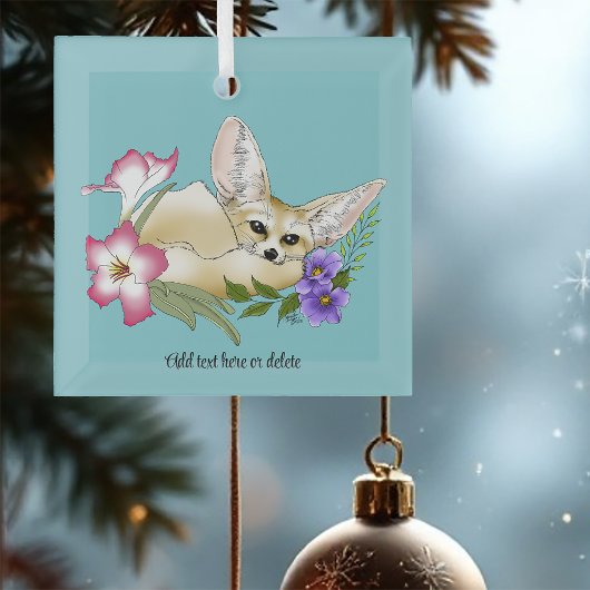 Fennec Fox Flowers Schattige Glas Ornament
