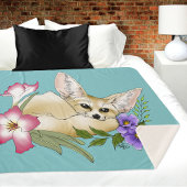 Fennec Fox Flowers Schattige Sherpa Deken