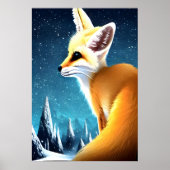 Fennec fox in de sneeuwberg | AI Art Poster (Voorkant)