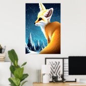 Fennec fox in de sneeuwberg | AI Art Poster (Thuiskantoor)