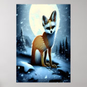 Fennec Fox in de sneeuwberg | AI Art Poster (Voorkant)