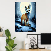 Fennec Fox in de sneeuwberg | AI Art Poster (Thuiskantoor)