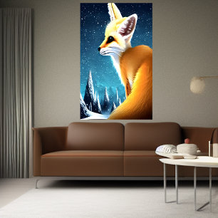 Fennec fox in de sneeuwberg   AI Art Poster