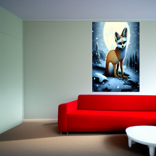 Fennec Fox in de sneeuwberg   AI Art Poster