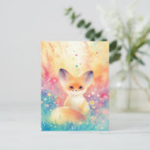 Fennec Fox in Sun Drenched Wildflower Meadow Briefkaart (Staand voorkant)