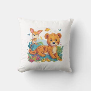 Fennec Fox & Kangaroo Cartoon Pillow Kussen