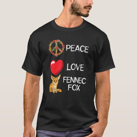 Fennec Fox Love Peace Heart Unity Animal Fennec Fo T-shirt (Voorkant)