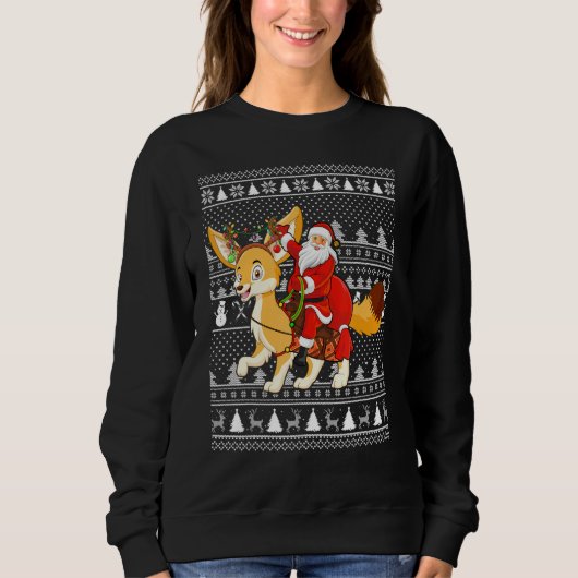 Fennec Fox Lover Santa Riding Fennec Fox Ugly Chri Trui (Voorkant)