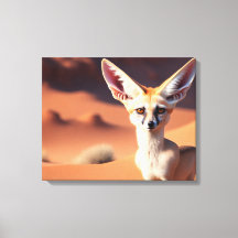 Fennec Fox met grote oorten in de woestijn