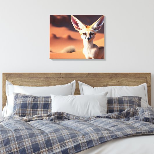 Fennec Fox met grote oorten in de woestijn Canvas Afdruk (Insitu (Slaapkamer))