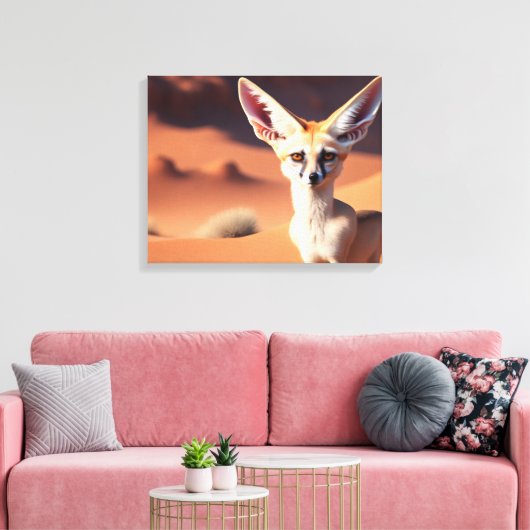 Fennec Fox met grote oorten in de woestijn Canvas Afdruk (Insitu (Woonkamer))