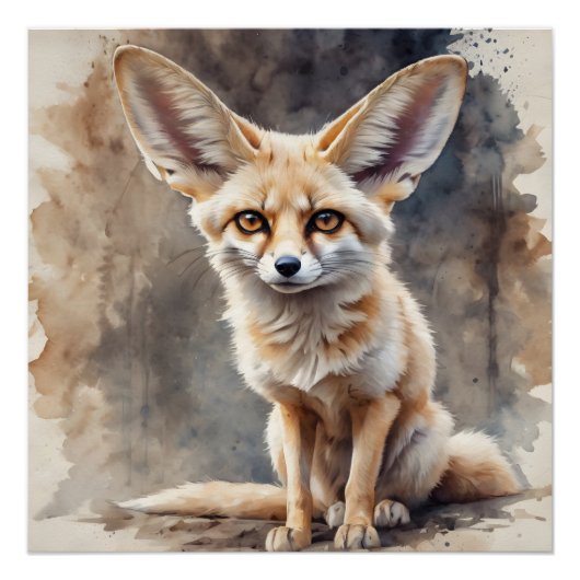 Fennec Fox no 1 Glanzend Poster (Voorkant)