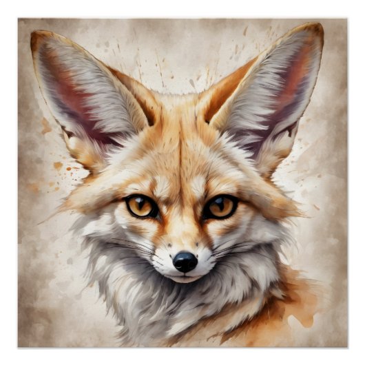 Fennec Fox no 7 Glanzend Poster (Voorkant)