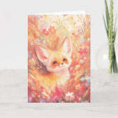 Fennec Fox Omgeven Door Sunset Blossoms Kaart (Voorkant)