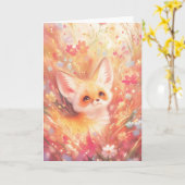 Fennec Fox Omgeven Door Sunset Blossoms Kaart (Gele Bloem)
