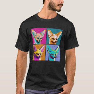 Fennec Fox Pop Illustratie Kleurrijke Dierlijke Vr T-shirt
