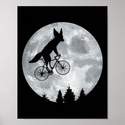 Fennec Fox Riding Moon Bike Halloween Lunar cycloi Poster (Voorkant)