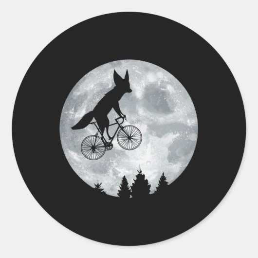Fennec Fox Riding Moon Bike Halloween Lunar cycloi Ronde Sticker (Voorkant)