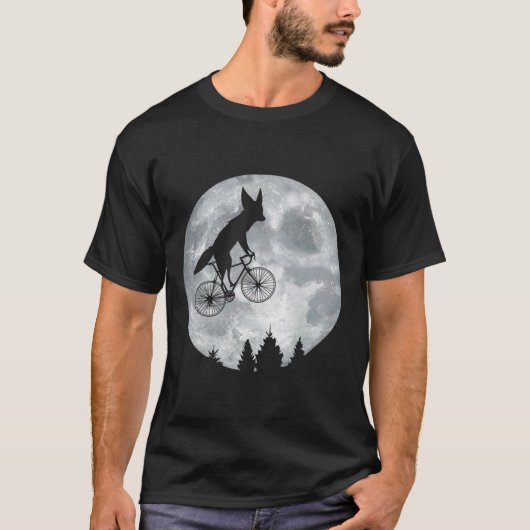 Fennec Fox Riding Moon Bike Halloween Lunar cycloi T-shirt (Voorkant)