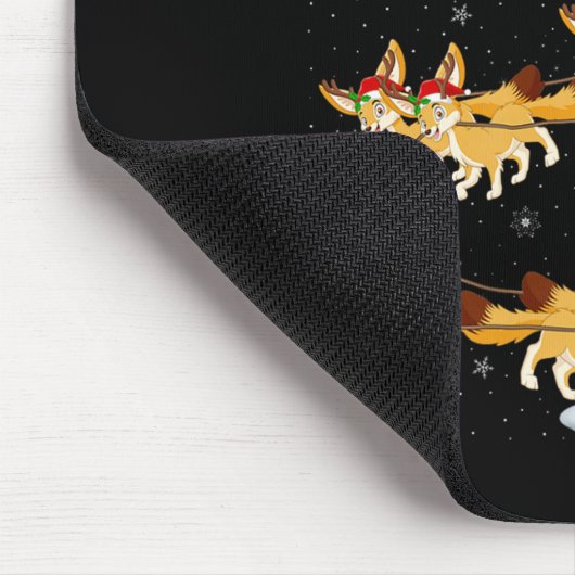 Fennec Fox Santa Sleigh Flying Funny Magical Chris Muismat (Hoek)