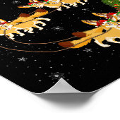 Fennec Fox Santa Sleigh Flying Funny Magical Chris Poster (Hoek)