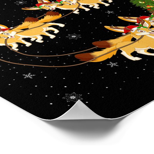 Fennec Fox Santa Sleigh Flying Funny Magical Chris Poster (Hoek)