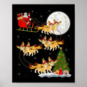 Fennec Fox Santa Sleigh Flying Funny Magical Chris Poster (Voorkant)