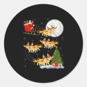 Fennec Fox Santa Sleigh Flying Funny Magical Chris Ronde Sticker (Voorkant)