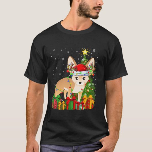 Fennec Fox Xmas - boom belichting Santa Hat Fennec T-shirt (Voorkant)