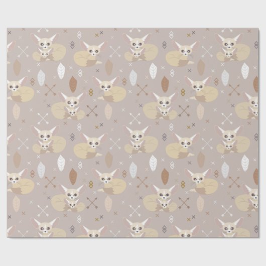 Fennec Foxes Arrows en Feathers Cadeaupapier (Vlak)