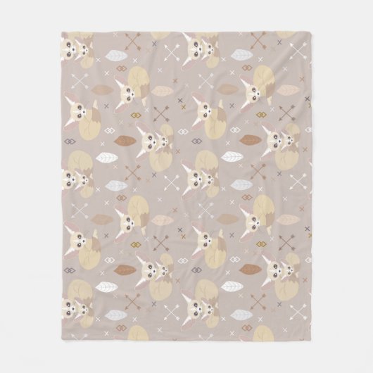 Fennec Foxes Arrows en Feathers Fleece Deken (Voorkant)