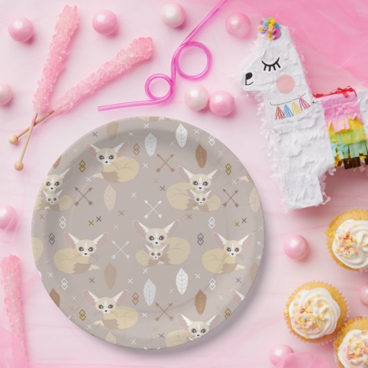 Fennec Foxes Arrows en Feathers Papieren Bordje (Feest)