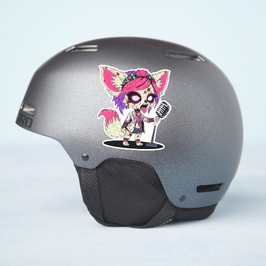 Fennec Vos 80s Popster Zombie Sticker (Helm Zijkant)